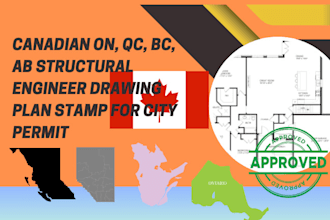 canadian on, qc, bc, ab structural engineer drawing plan stamp for city permit