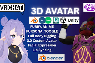 do custom vrchat 3d model furry avatar anime character vrc furry avatar nsfw