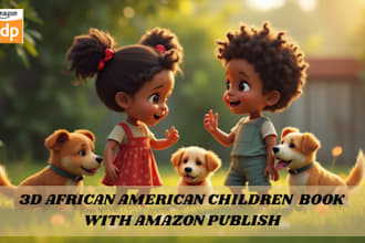 illustrate 3d african american children book illustration with book cover