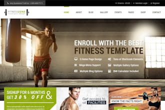 design dynamic fitness website gym website personal trainer, workout website