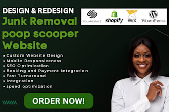 design poop scooper, junk removal, dumpster, waste, cleaning, car wash website