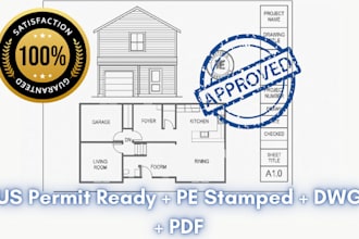draw floor plans, elevations, structural details, roof plan, pe for city permit