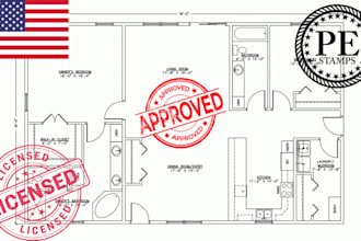 draw, redraw city permit drawings licensed structural engineering plan, pe stamp