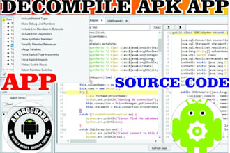 reverse engineering  decompile, recompile, for android or ios apk to source code