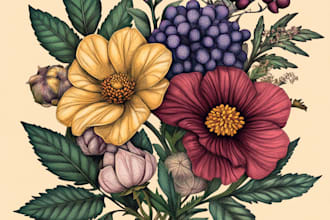 create a beautiful vintage botanical illustration poster