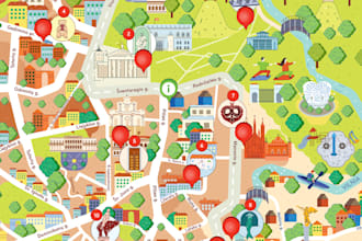 draw site plan, map illustration, site map, neighbourhood and landscape plan