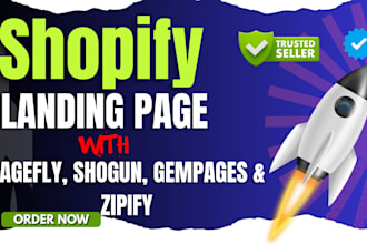 design shopify ecommerce store landing page with pagefly gempages shogun zipify