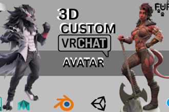 make custom vrchat avatar, 3d model, furry avatar, character modeling, vrc