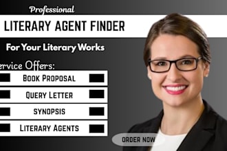 find top active literary agents, write query letter, and help with submissions