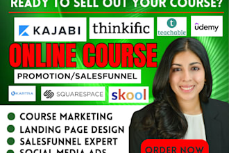 do udemy online course promotion, kajabi thinkific life coaches sales marketing