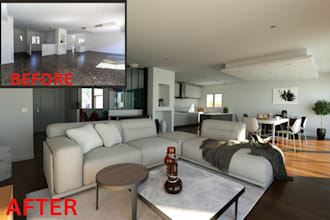 do realistic virtual home staging , virtual renovation digital staging service