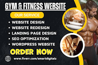 design fitness and gym website, health website, sport, life coaching website