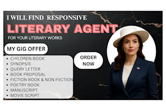 find top active literary agents, write query letter, and help with submissions