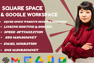 squarespace website redesign and fix google workspace email migration, dns, spf