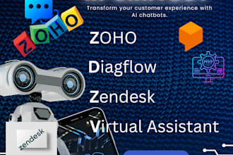 setup freshdesk, zoho CRM, diagflow ai chatbot virtual assistant for business