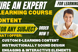 write elearning course content for any subject