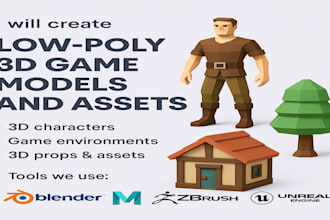 create low poly 3d game assets characters and environments