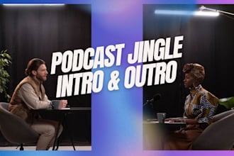 create catchy podcast jingles, intros, outros, voiceovers and trailer audio