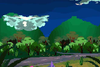 illustrate pixel art background pixel art scene, pixel art pixel landscape