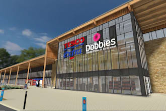 redesign 3d retail store,cgi supermarket,interior layout,render shop front,kiosk
