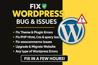 fix wordpress bugs, errors, and issues, troubleshoot and repair elementor
