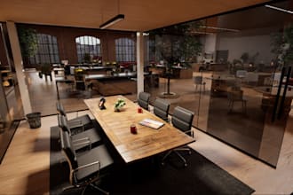 redesign 3d interior rendering office, workspace, commercial building, cgi model