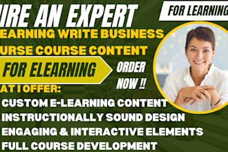 do elearning, write business course, forex and crypto course with curriculum