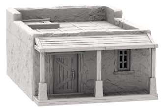 design 40k building ruin,wood house model, diorama miniature, dnd terrain zbrush