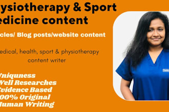 write  articles related to physiotherapy and sport medicine