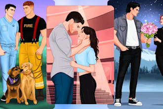 character illustration for romance book cover illustration amazon kdp book gay