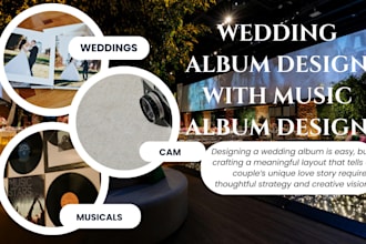 design a beautiful and custom wedding photo album or photobook