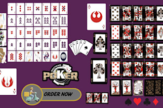 design custom 54 cards, tarot, boardgame, poker card deck illustration with box