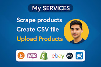 create edit csv file import , upload products to shopify, wayfair, wix and temu