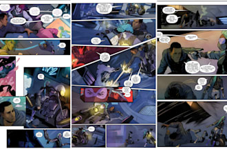 do comic book page illustration, comic strip, storyboard graphics novel artist