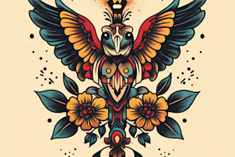 create old school or traditional tattoo style design