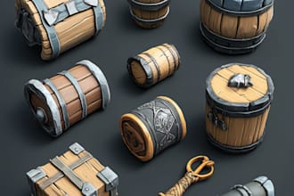 draw props and objects, items for your games, 2d art raster
