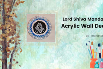create custom handpainted lord shiva mandala acrylic wall decor