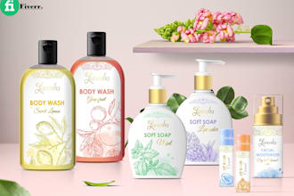 a label design, cosmetic package, box design, pouch label and bottle 24 hours