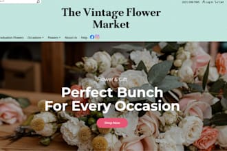 flower shopify store, florist website, gift floral  boutique dropshipping store