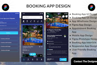 booking app design, mobile app design ordering app hotel booking app, figma