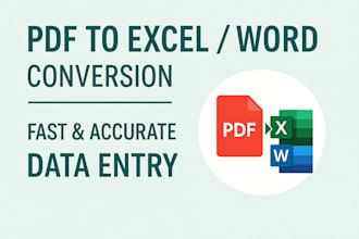 do fast and accurate data entry from PDF to excel or word