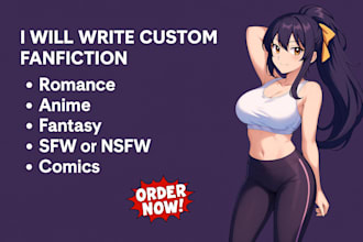write custom nsfw fanfiction with romance, anime, fantasy, sfw themes