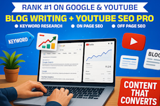be your SEO content writer for website, blogs, and youtube