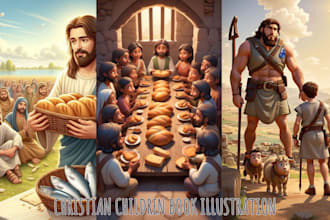 do christian bible children story book illustration 3d kdp book cover
