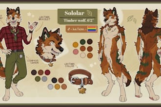 draw furry art character reference sheet nsfw anthro furry art, fursona for pfp