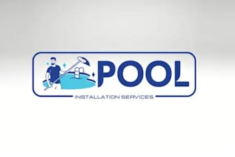 design your brand abstract and pictorial pool service logo for your niche
