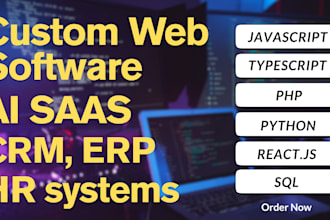 custom web software, ai saas, CRM, erp and HR systems