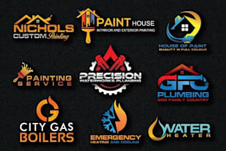 design plumbing heating cleaning hvac oil gas business logo