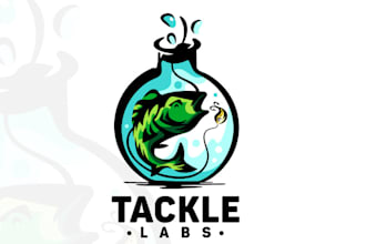 custom fishing rod and fish logo design unique professional memorable