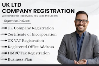 handle UK ltd company registration, vat registration corporation tax to hmrc